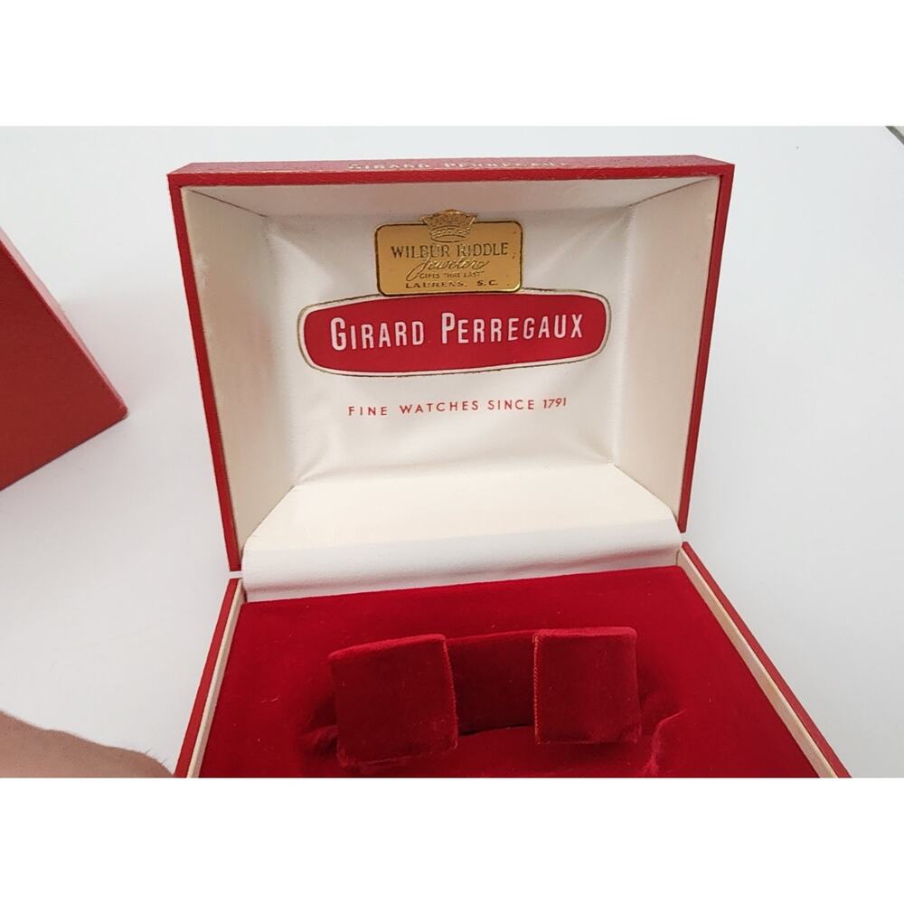 Vtg 1960s Girard-Perregaux Red Gold Presentation Clamshell Watch Box & Documents - Picture 14 of 16